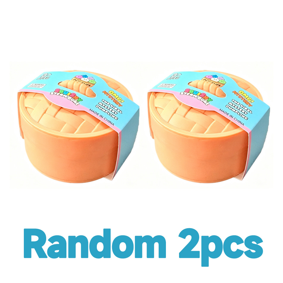 Viral Hidden Design 1-4Pcs Glitter Bead Dumpling Squishy, Blind Box with Box, Realistic Bun & Dumpling Squeeze Toy, Stress Relie