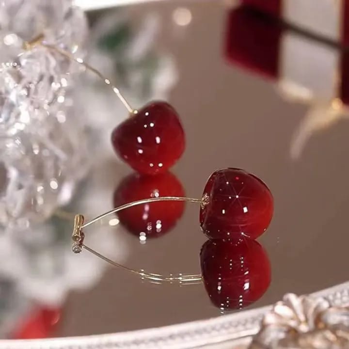 Red Cherry Drop Earrings for Women & Girls | Cute Fashion Dangle Earrings