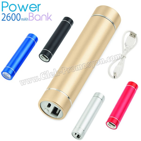 2600 mAh Metal Power Bank With Free Cable For All Mobile Phones