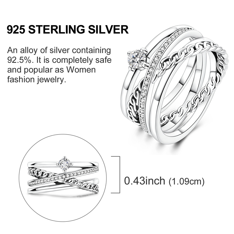 Original 925 Silver Ring Sparking Infinite Love Starry Night Rings For Women Girls Jewelry Birthday Anniversary Engagement 