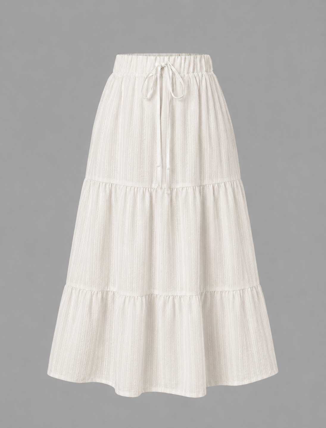 Women's Casual Tiered Maxi Skirt | Elastic Waist Drawstring | Flowy Long Summer Skirt
