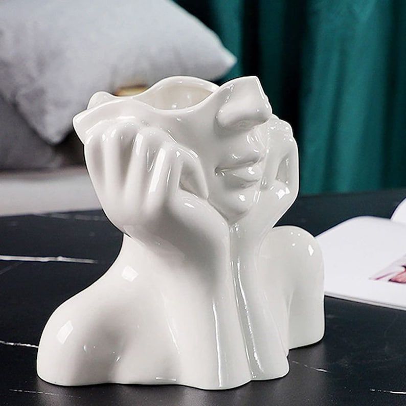 Small Face Sculpture Vase Modern Home Decor