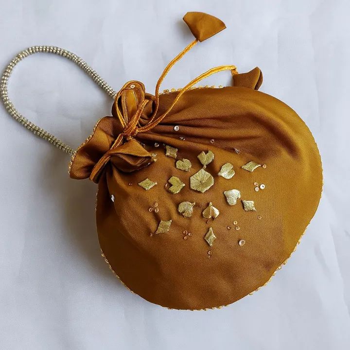 Fancy embroidered clutch/potli bag for wedding parties designer traditional potli gol bag with Handmade Gota work