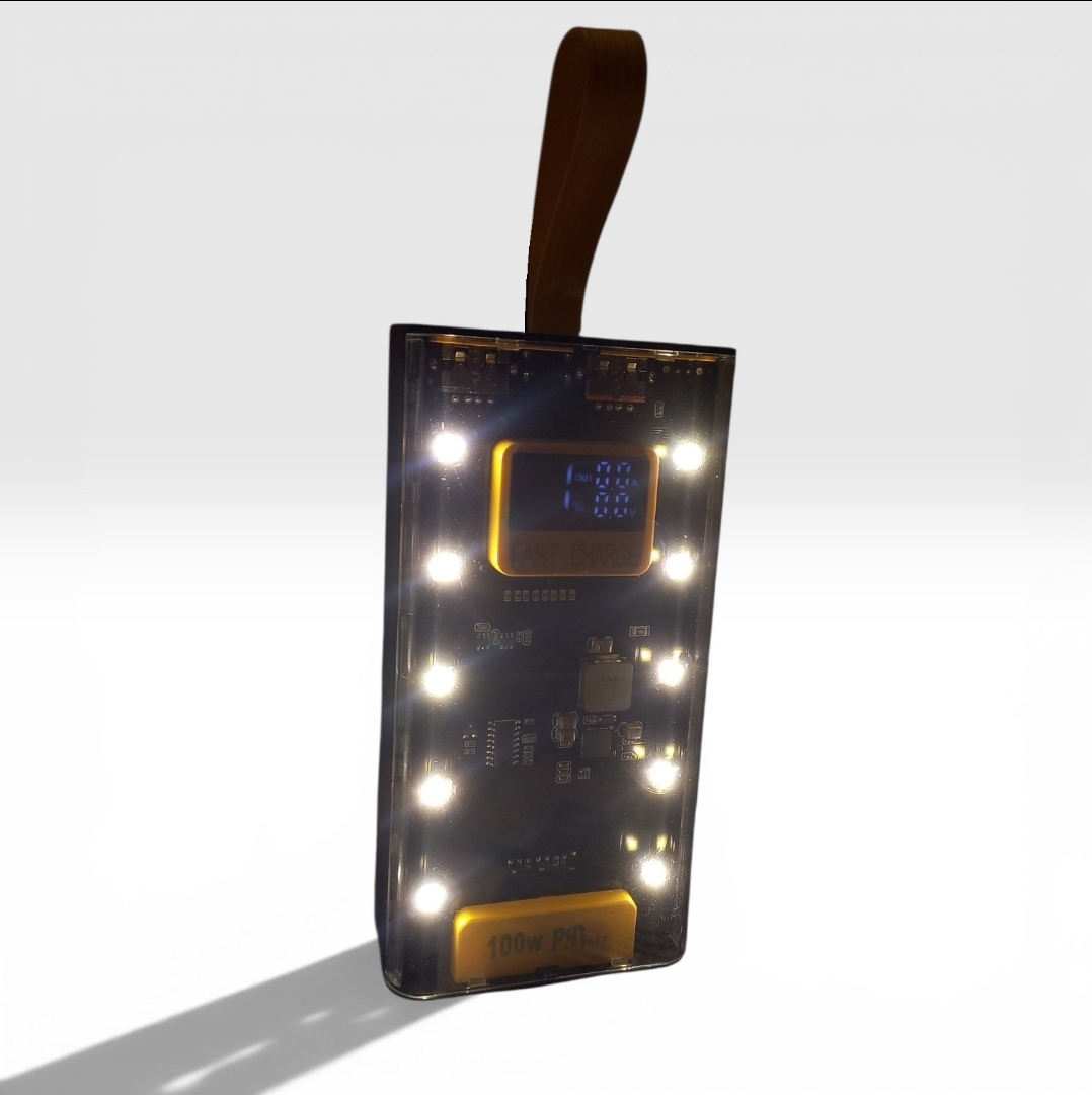 100W PD Fast Charging Power Bank 20000mAh | Transparent Digital Display | | Portable Quick Charge Battery Pack