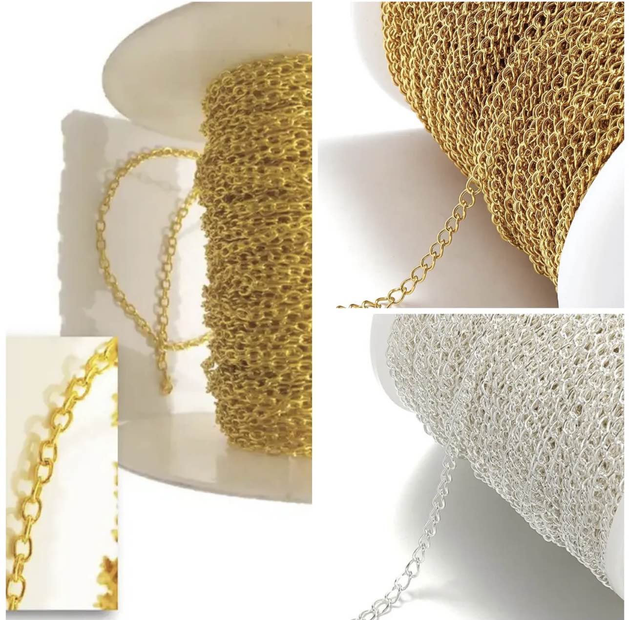 Chain golden and silver high quality chain 1 meter ,2 chains in a pack,locket chain