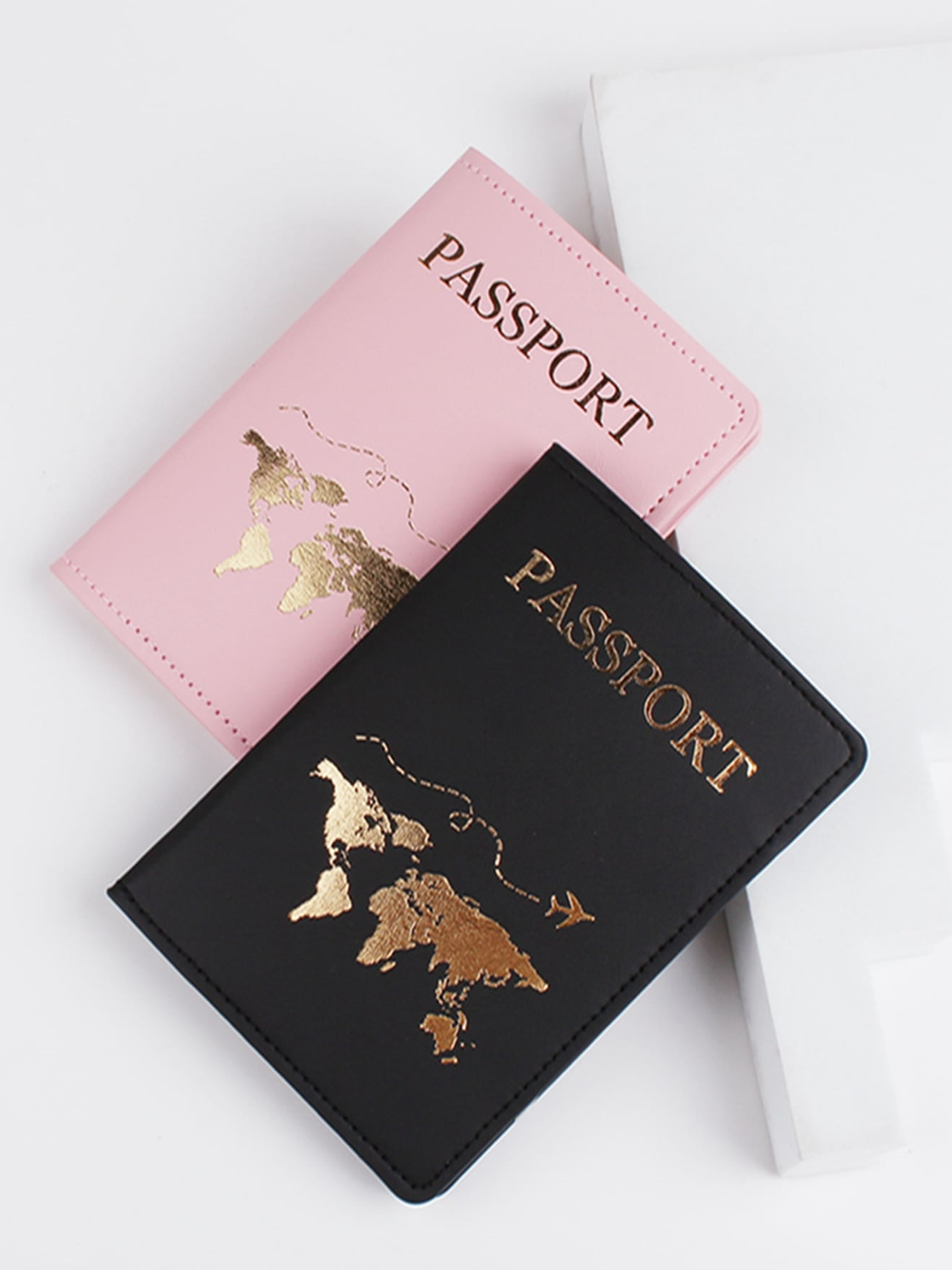 Map PU Leather Passport Cover Case with Card Slot Card Holder Lightweight Travel Accessories Wallet  For Women For Men