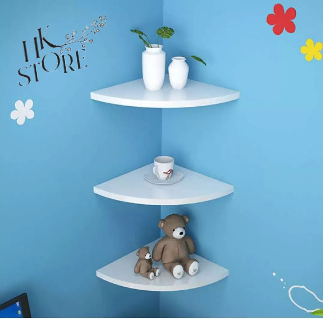 Corner Shelf Kitchen shelf Wall Shelf Wall-mounted Display Storage Organizer Rack for Living Room Office Home Decor 3pcs 3 Tier corner shelves Floating bedroom shelf