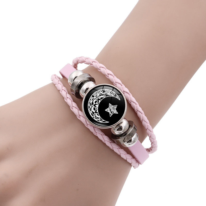 2Pcs Luminous Couple Bracelets Sun Moon Adjustable Black Braided Bracelet Friendship Fashion Romantic Jewelry Birthday