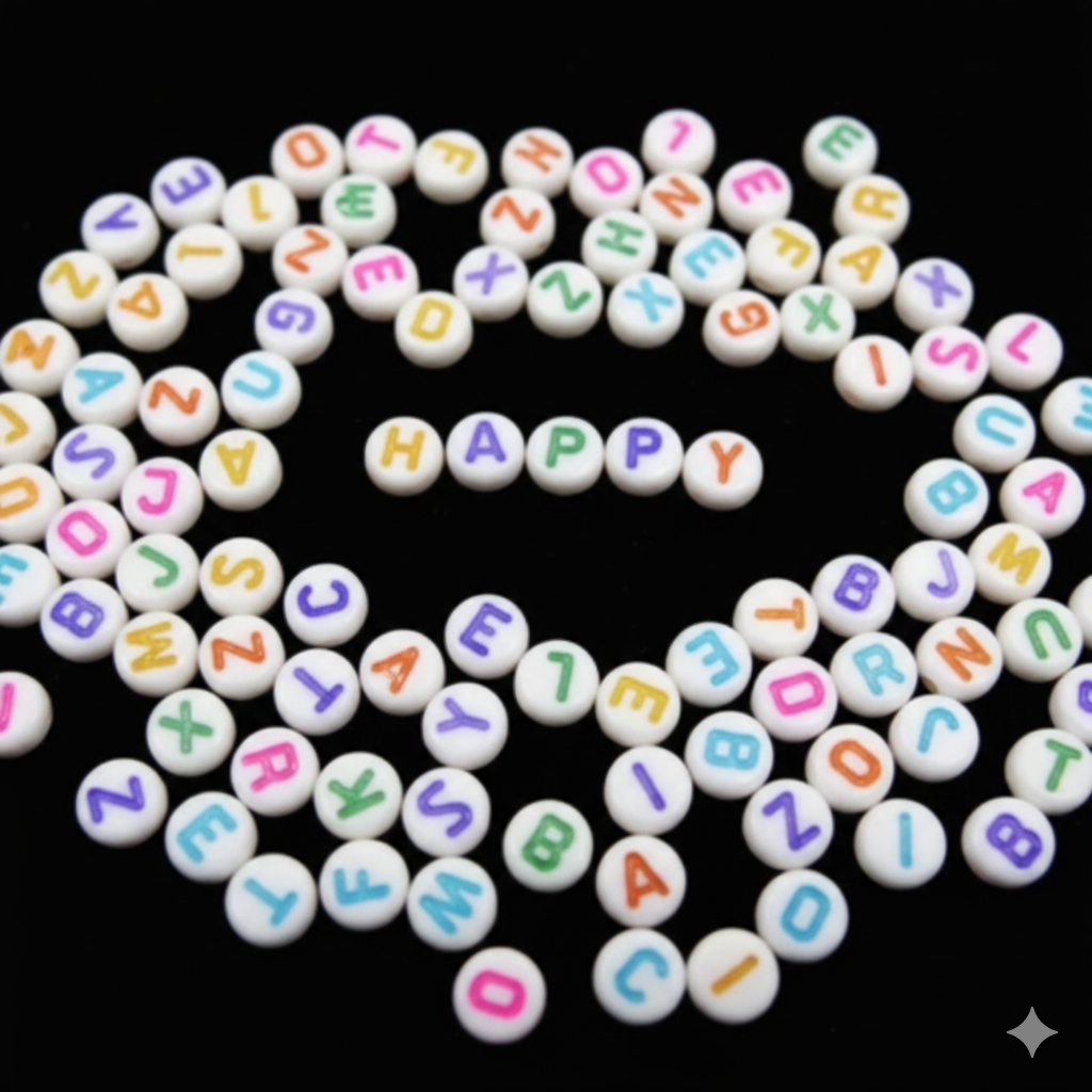 100Pcs 7mm MultiColor Letter Loose Spacer Alphabet White Acrylic Beads For DIY Jewelry Making