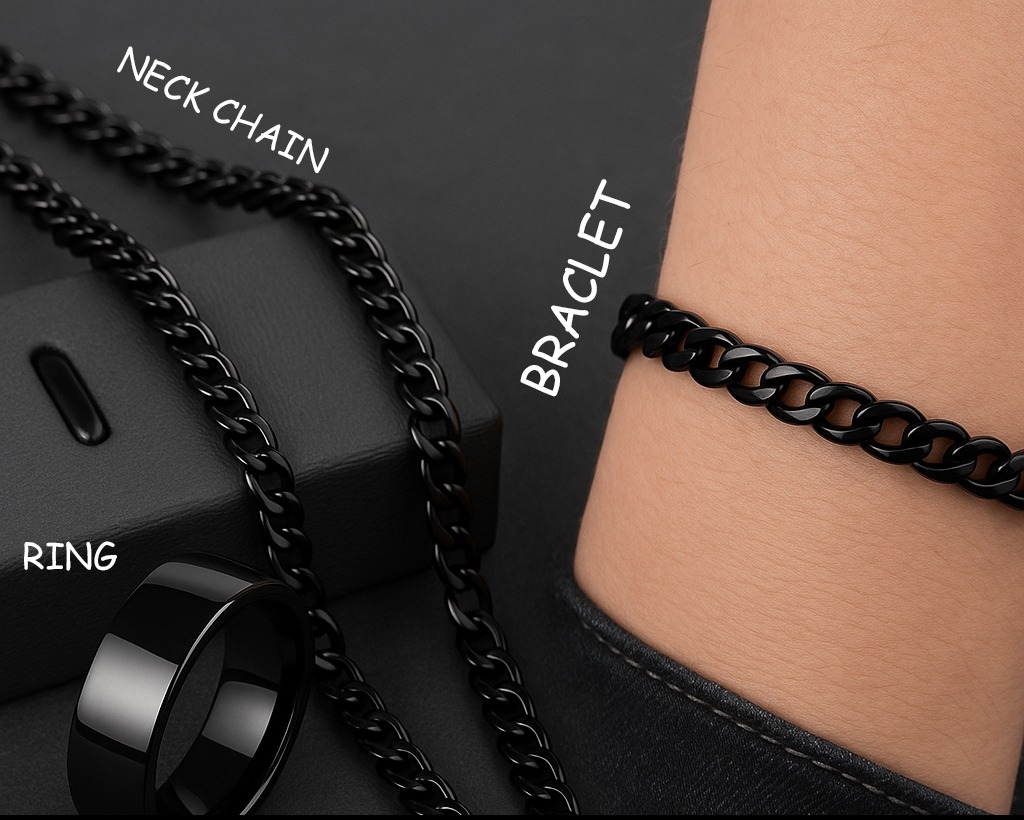 Black jewelry set for men