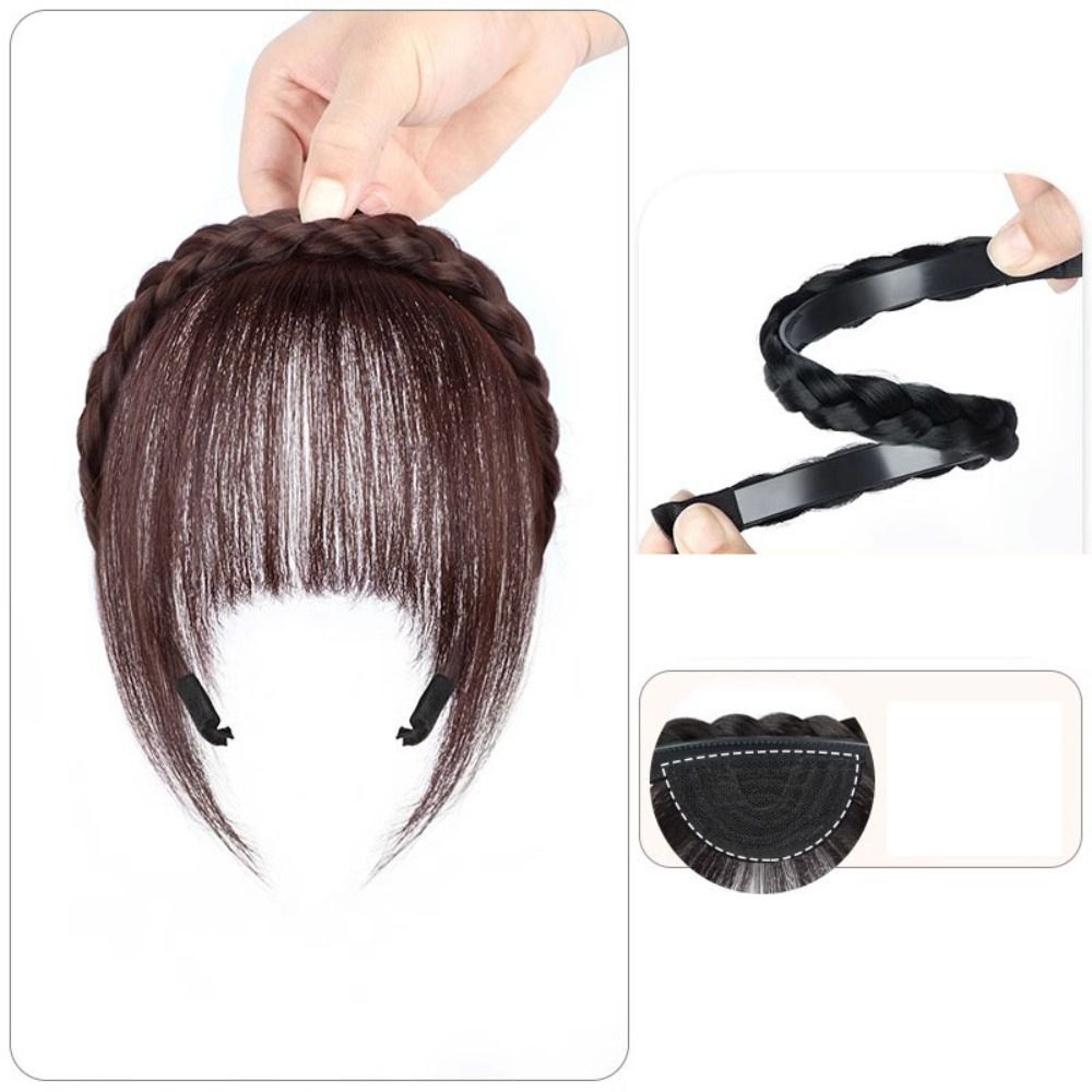 Fashion 3D Natural Bangs Invisible Middle Part False Bangs Synthetic Clip-In Side Fringe Hairpieces Women