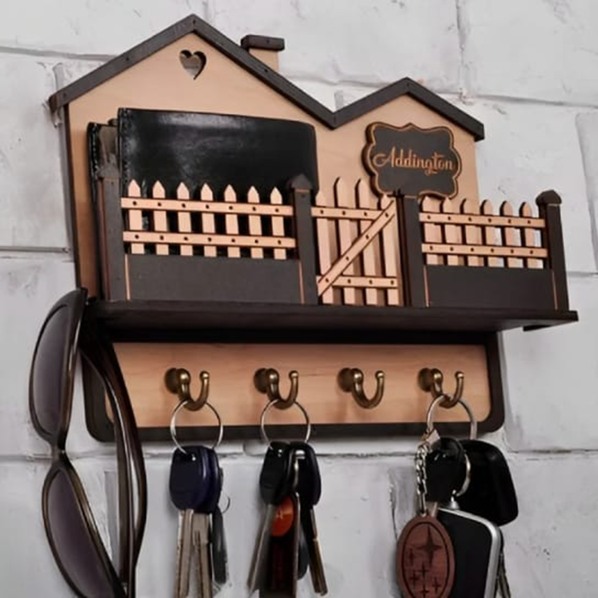 Wooden Wall keychain and Mobile phone holder wood wall keychain wood mobile charging holder