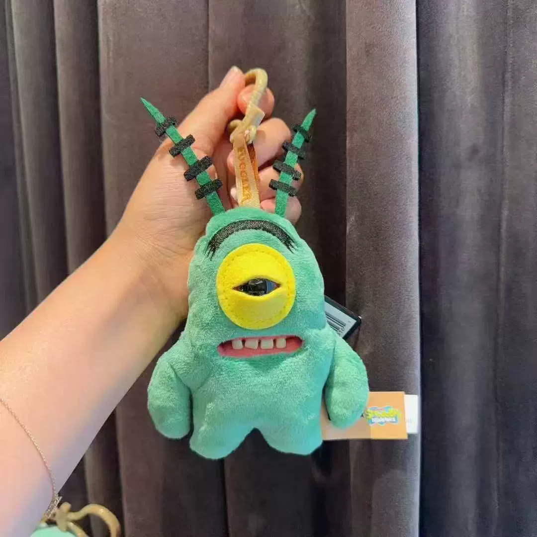 2026  Original Fuggler Spongebob and Patrick Keychain Plush Toys Funny Ugly Teeth Monsters Stuffed Animal Doll Collectible Kids