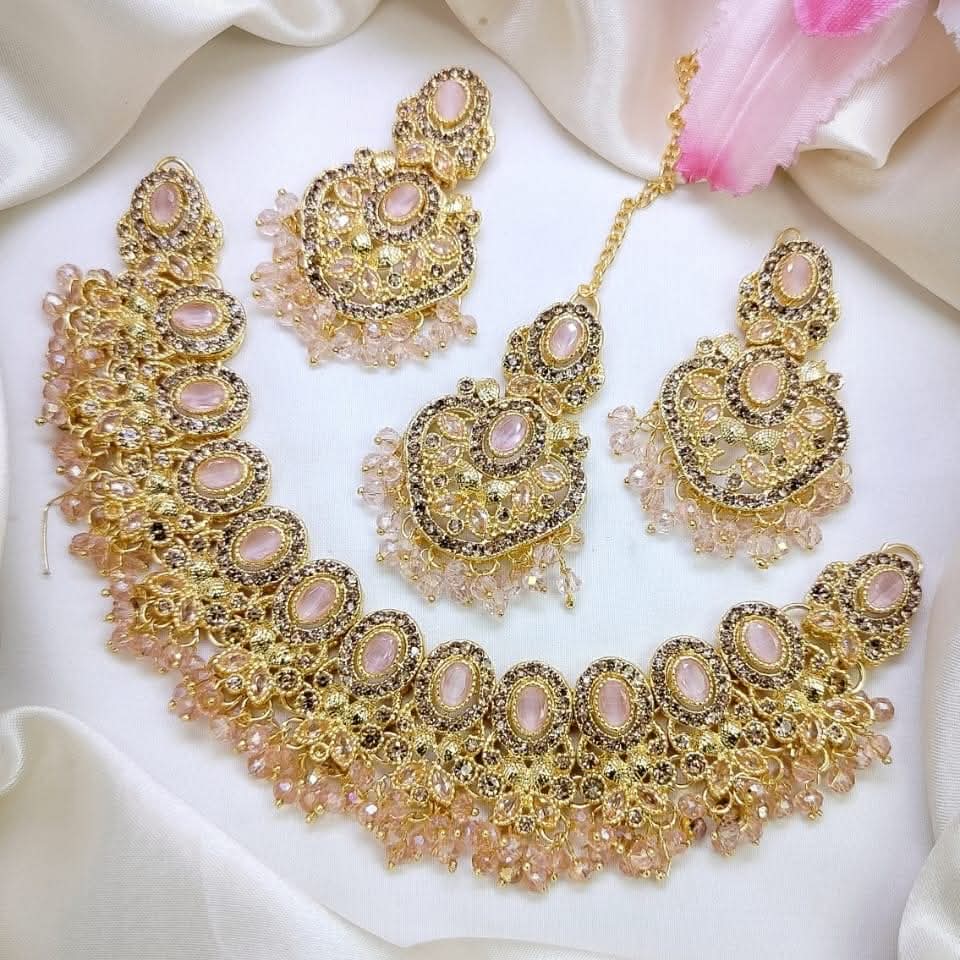Fancy zircon Rajwari Necklace sets. Bridal zircon sets