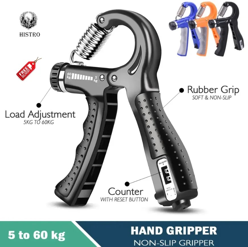 Automatic Counting Hand Gripper Adjustable Resistance Automatic Counting Non-Slip Hand Grip Strength Trainer Fingers Wrist Forearm Exerciser Workout Gear Home Gym Exercise Equipment Hand Gripper 5-60KG Automatic Non-Slip hand strengthen