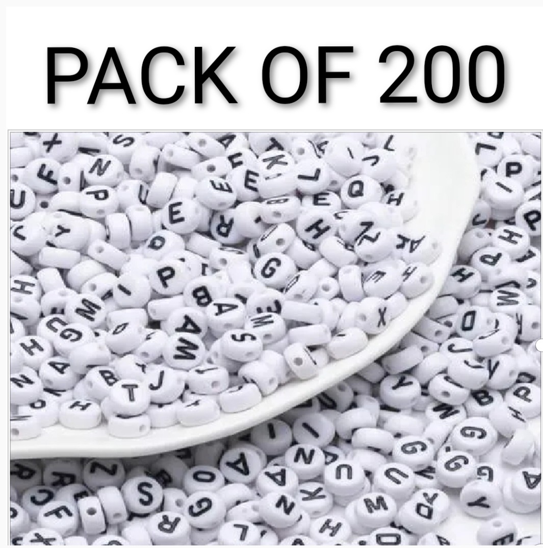 100 Pieces | Mixed White Round Alphabets Beads | Used in Making DIY Jewelry and Accessories beads for jewelry bracelets making A01