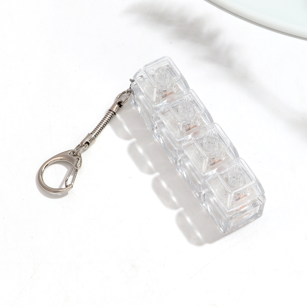 Keyboard Fidget Toys Crystal Keycap Keychain No Light Stress Relief Fingertip Gadget Decompression Toys Clicker Fidget Toy