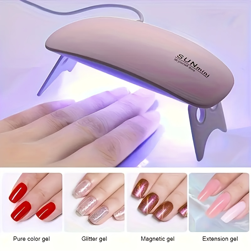 Mini Nail Dryer - 6 LED /Blue Light Portable Quick Dry for Hands & Feet, USB-Powered Compact Gel Polish Curing Lamp, No Odor Safe Design for Home & Travel Use, Quick Dry Nail Polish, Lightweight Plastic Body