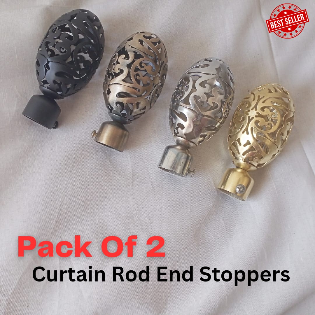 Pack of 2 - Beautiful Curtain End Stoppers for your luxurious Curtains - Metal Made with Premium Quality & Attractive Design - Elegance your Curtain with Style & Functionality