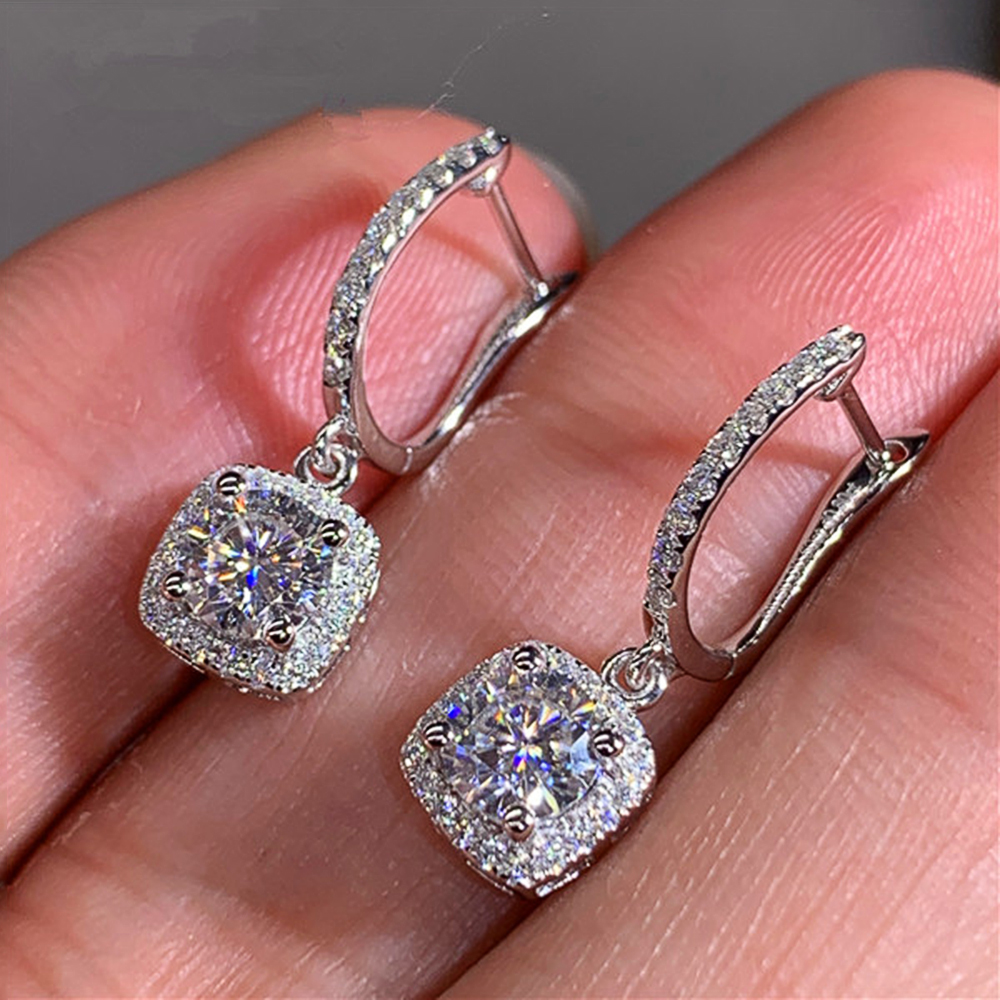 Huitan New Trendy Square Shape Drop Earrings Brilliant Bridal Engagement Wedding Jewelry Elegant Female Dangle Earring Nice 
