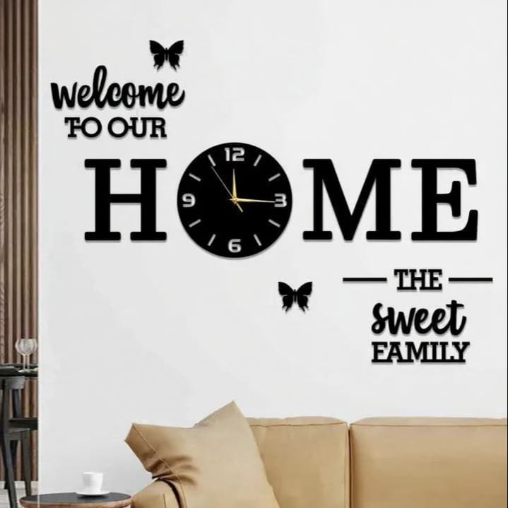 Big Size Butterflies and Sweet Home 3D Wooden Wall Clock I Wooden Wall Clock I Wall Clocks I Wall Clock For Bedroom I Wall Clock for Room I Wooden Wall Clock I Wooden Clock I Clocks I Clock