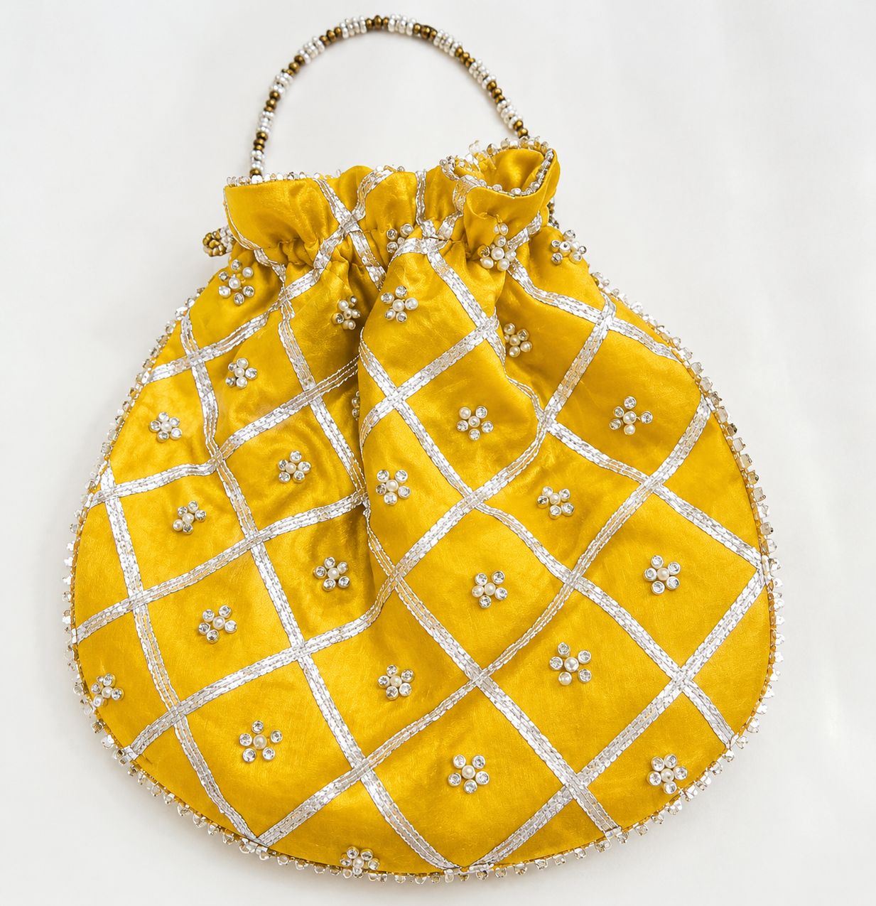 Fancy embroidered clutch/potli bag for wedding parties designer traditional potli gol bag with Handmade Gota work