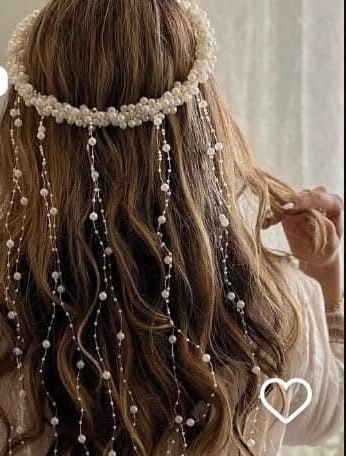 Bridal Pearl Hair Vine Headband | beautiful pearl crown| Wedding & Party Hair Accessory for Women & Girls | Long Tassel Headpiece for Women & Girls