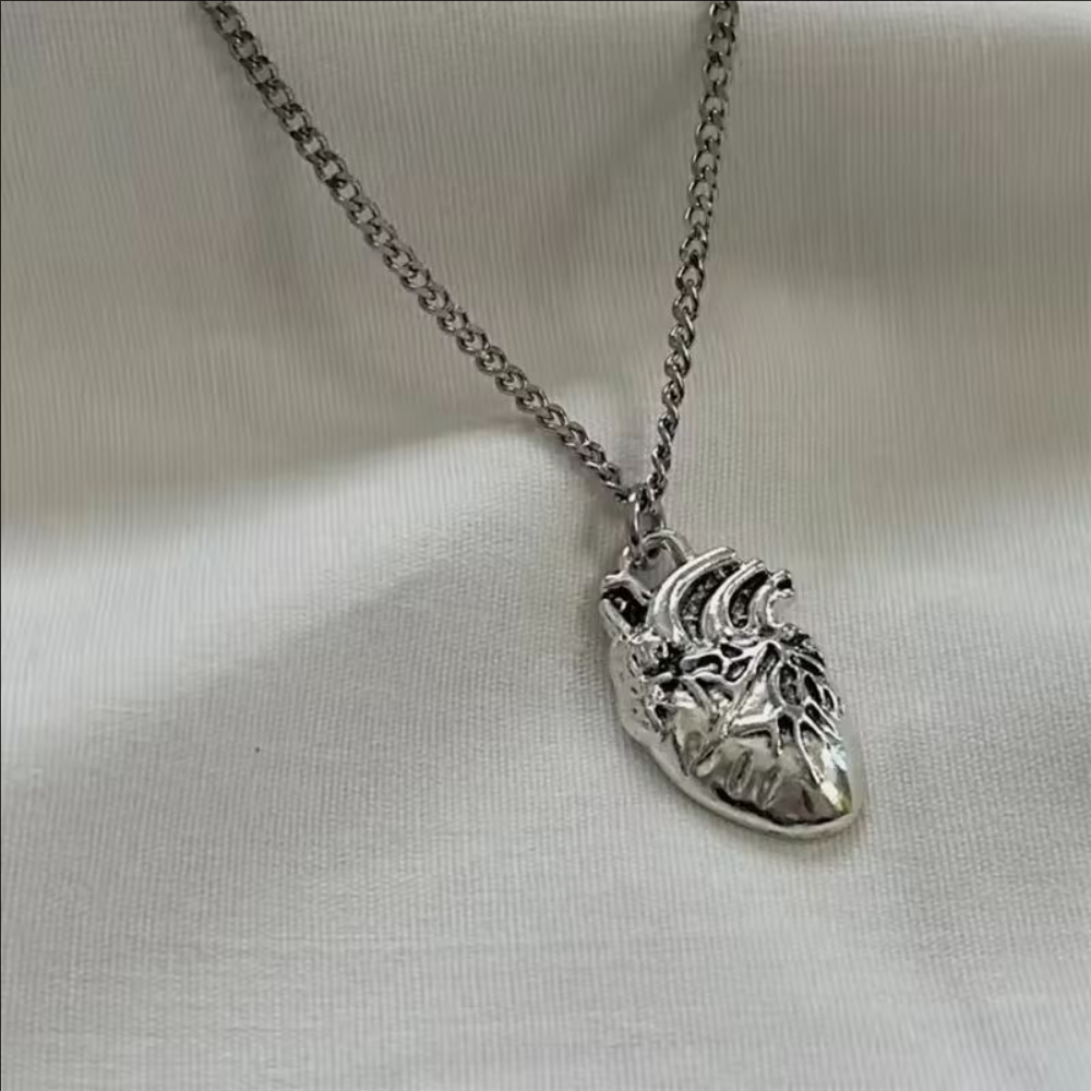 New Anatomical Red Heart Necklace Y2k Grunge Jewelry Dainty Silver Color Tonebloody Red Human Heart Pendant personalized 
