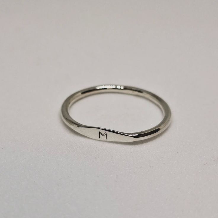 Minimalist Letter Name Ring – Custom Laser Engraved Stacking Ring