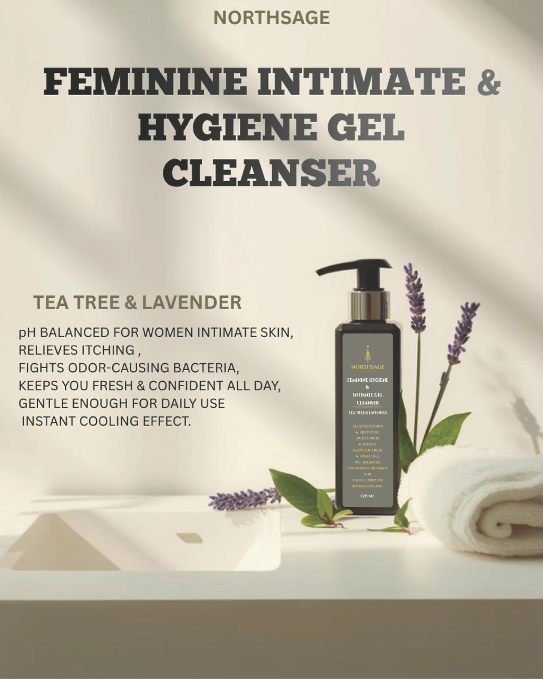 FEMININE INTIMATE HYGIENE GEL CLEANSING WASH . ( pH balanced for women intimate skin  , anti itching , odor control , instant cooling effect , gentle for daily usage )