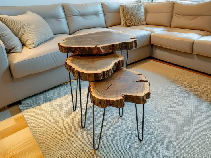 Half Moon Wooden Console Table with Hairpin Legs – Rustic Entryway Table, Modern Sofa Side Table, Handmade Live Edge Hallway Stand, Decorative Wooden Accent Furniture