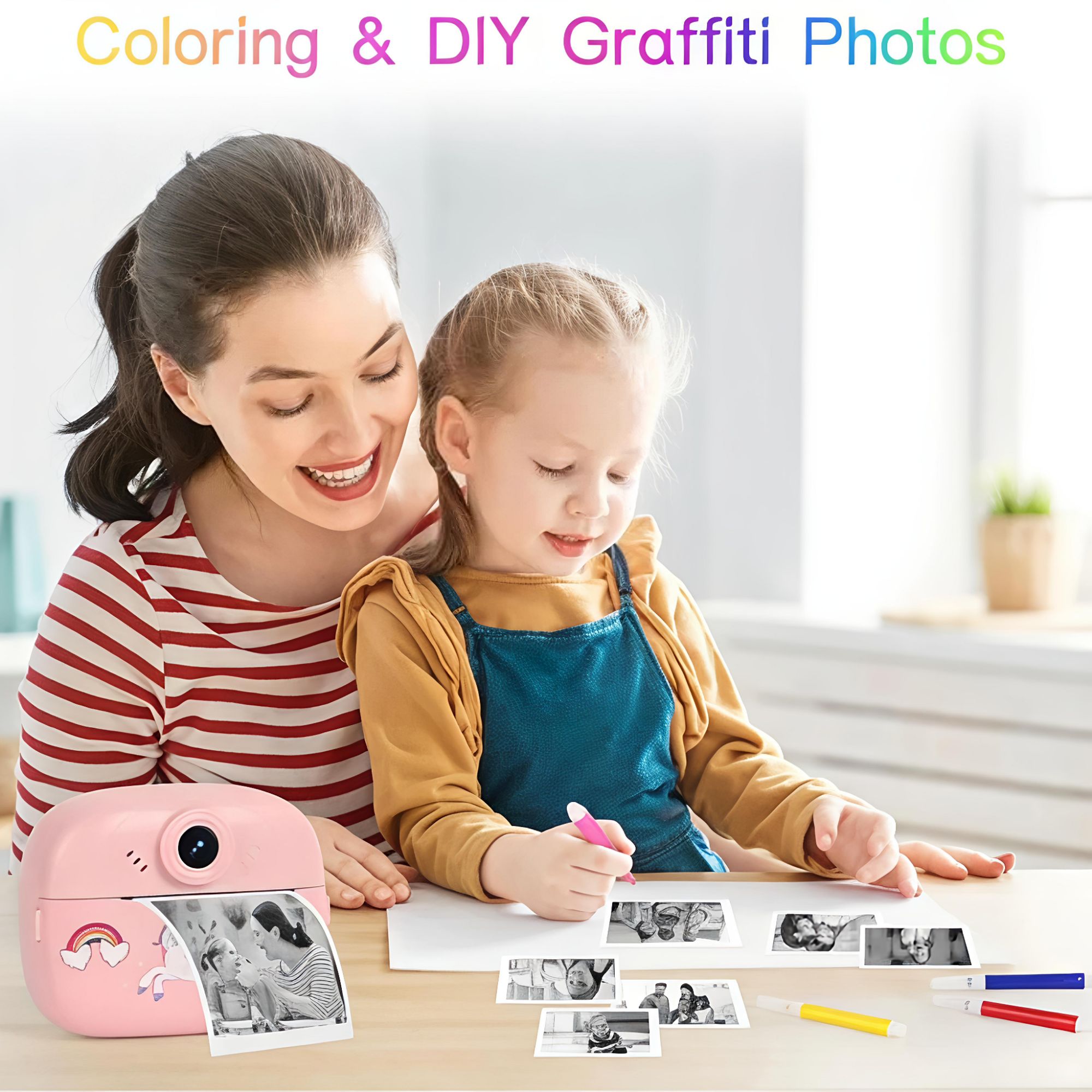 DIY Instant Digital Camera Capture Videos & Pictures Instant Print Built In Rechargeable Li-Lon Polymer Battery With Expandable Memory Camera For Kids Get Print Of Picture Instantly Digital Printer Camera With Games Portable Mini Printer Camera