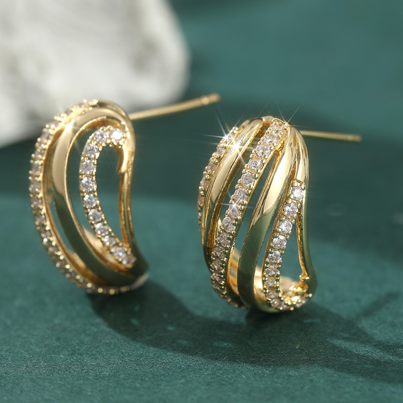 Vintage Golden Earrings with Synthetic Zircon Earrings, Unique Engagement Earrings, Earrings  for Her Earrings for Women