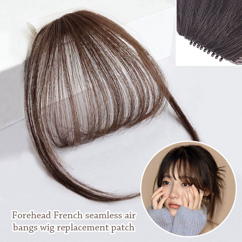 Fashion 3D Natural Bangs Invisible Middle Part False Bangs Synthetic Clip-In Side Fringe Hairpieces Women