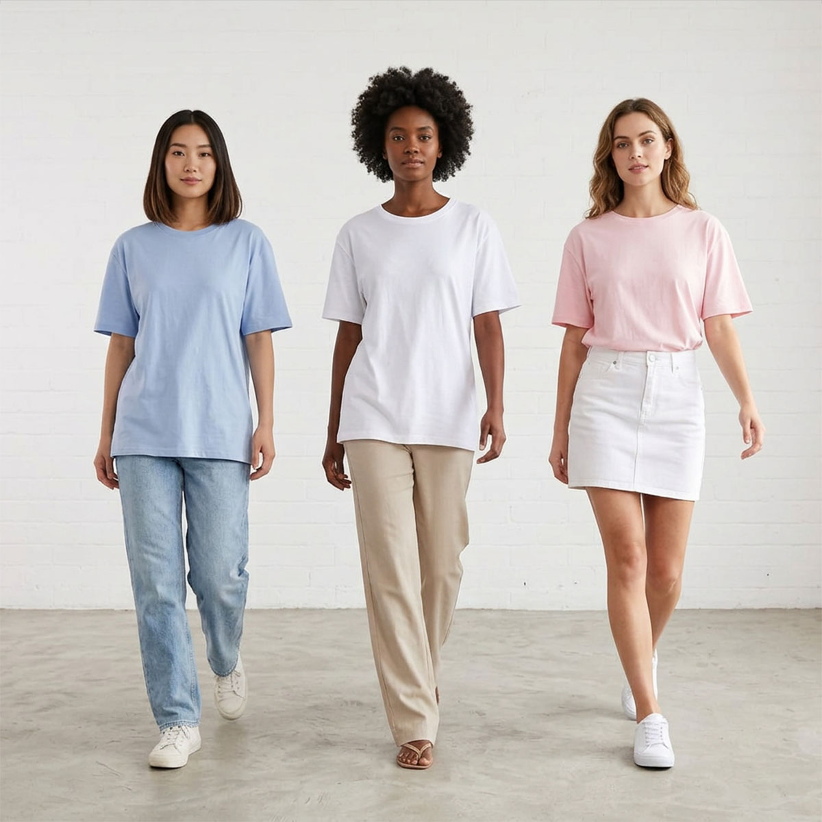 Summer Trendy Pack Of Three Comfortable Half Sleeve Tops For Girls And Women Casual Cotton T Shirts Set