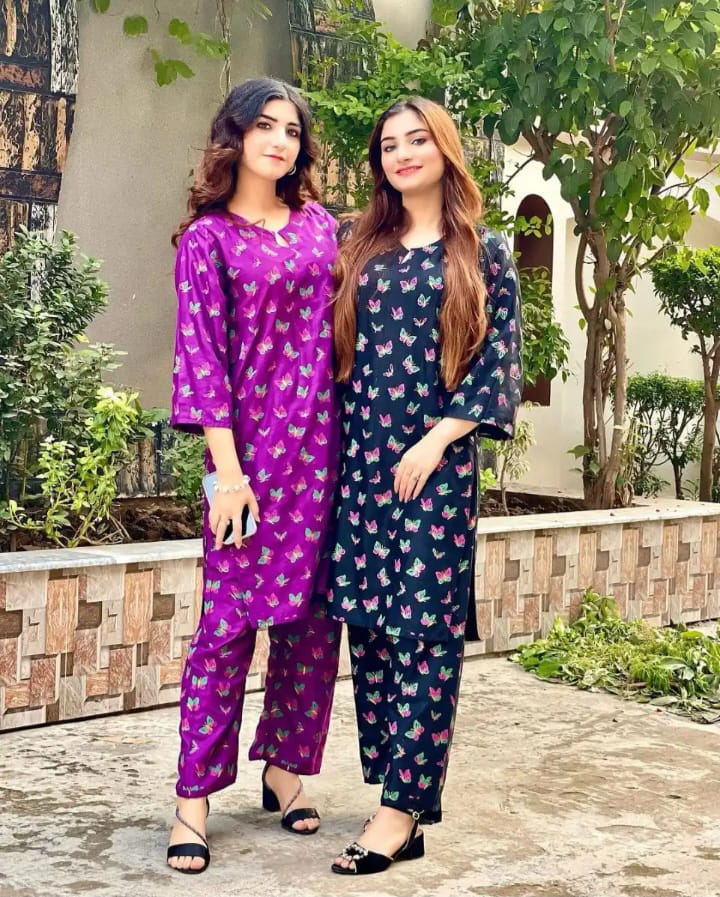 Stylixh Stiched Butterfly 2pc linen dress for women and girls