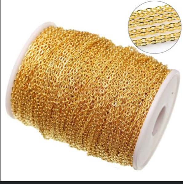 2 meter golden stainless steel chain| golden jewelry chain| DIY jewelry making accessories