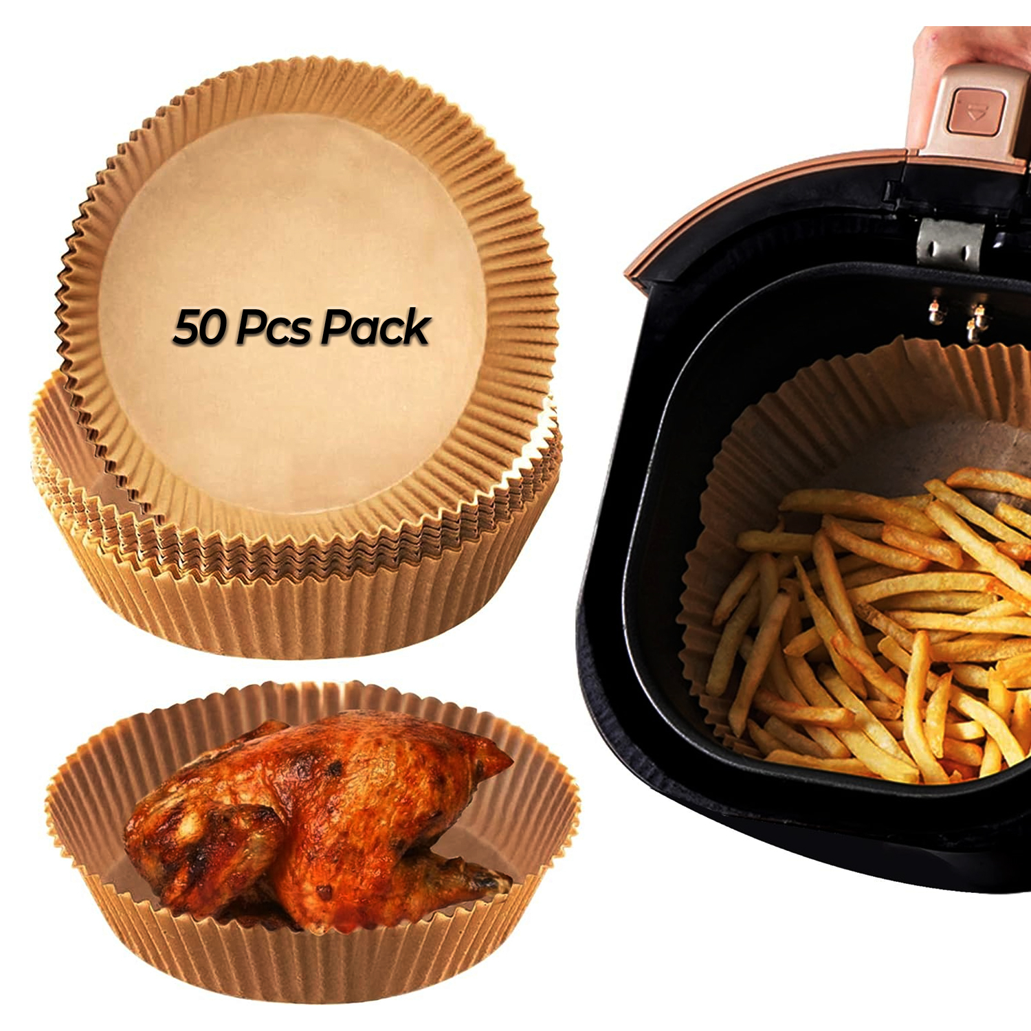 50 Pcs Air Fryer Disposable Baking Paper Liner Round Oil-Proof Water-Proof Non-stick Paper for Air Fryer Microwave & Oven price in Pakistan