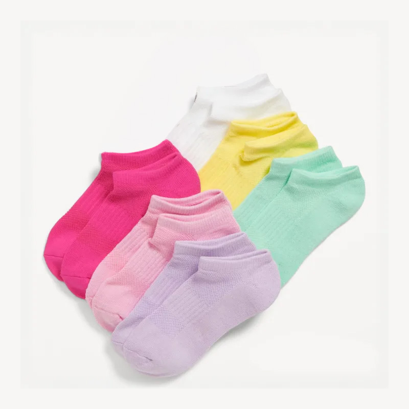6 Pairs Cotton Ankle Socks For Men Women - 3 Funky colors