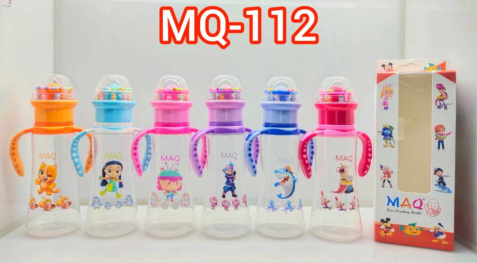 (BABY LAND 4 )MAQ STANDERD NECK ANTI COLIC BPA FREE RATTLE TOY BABY PLASTIC FEEDER 9oz270ml