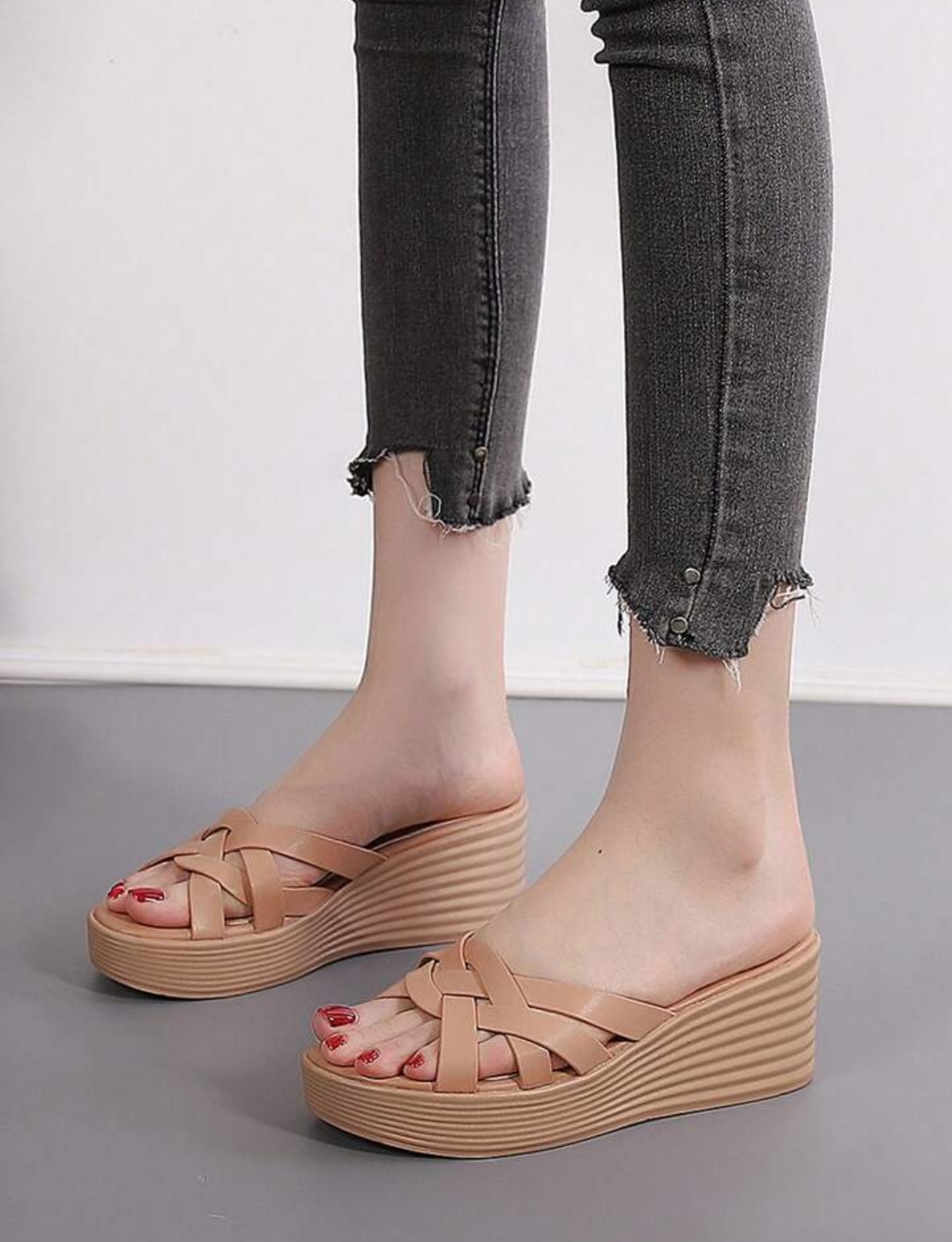 Elegant White Wedge Sandals for Women - Criss-Cross, Soft Leather, Comfortable Platform