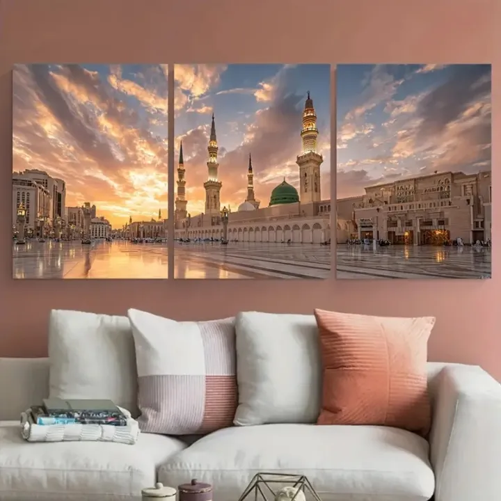 Set of 3 Islamic Mosque Nabwi Wall Art