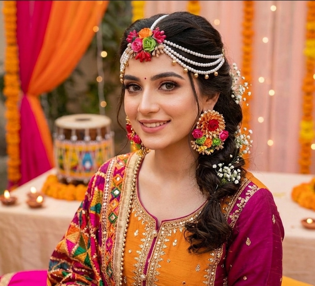 jewellery for girls, flower jewellery for mehndi, gotta jewellery, bridal jewellery set