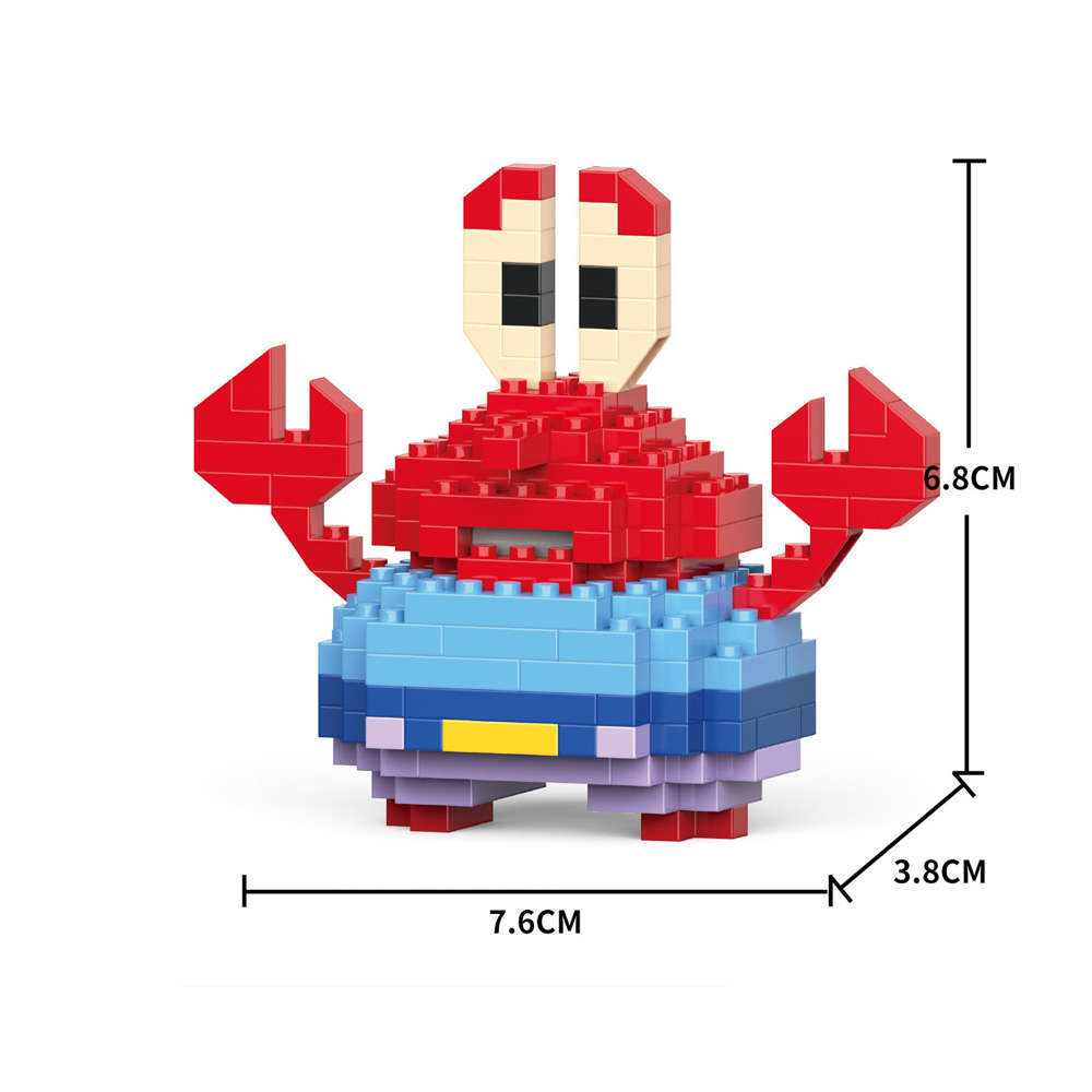 Yellow Sponge Cartoon Square Octopus Crab Mini Building Block Anime Character Brick Model DIY Assembly Toy Desktop Ornament 