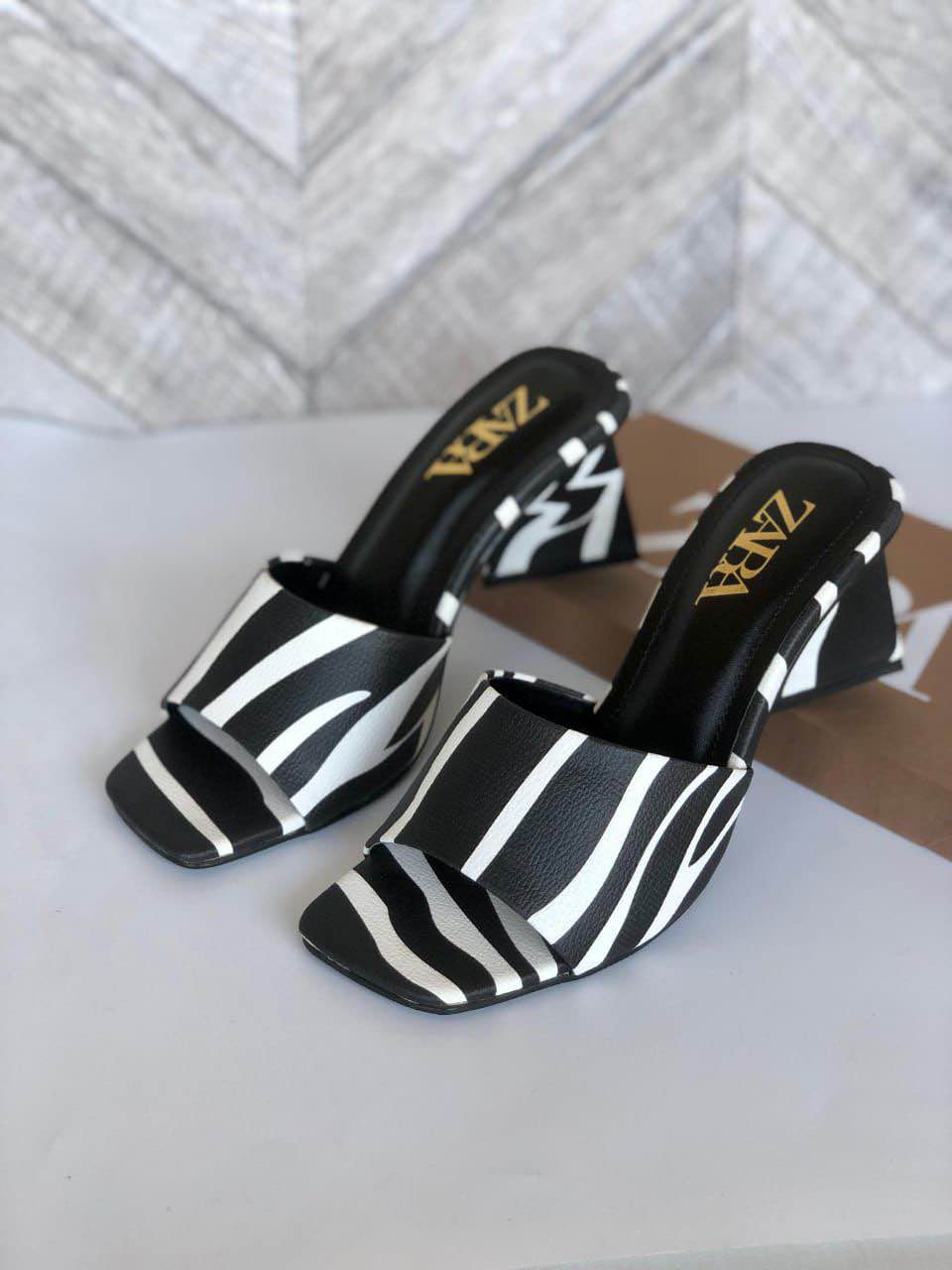Zebra block heels for Women , High Quality Heels