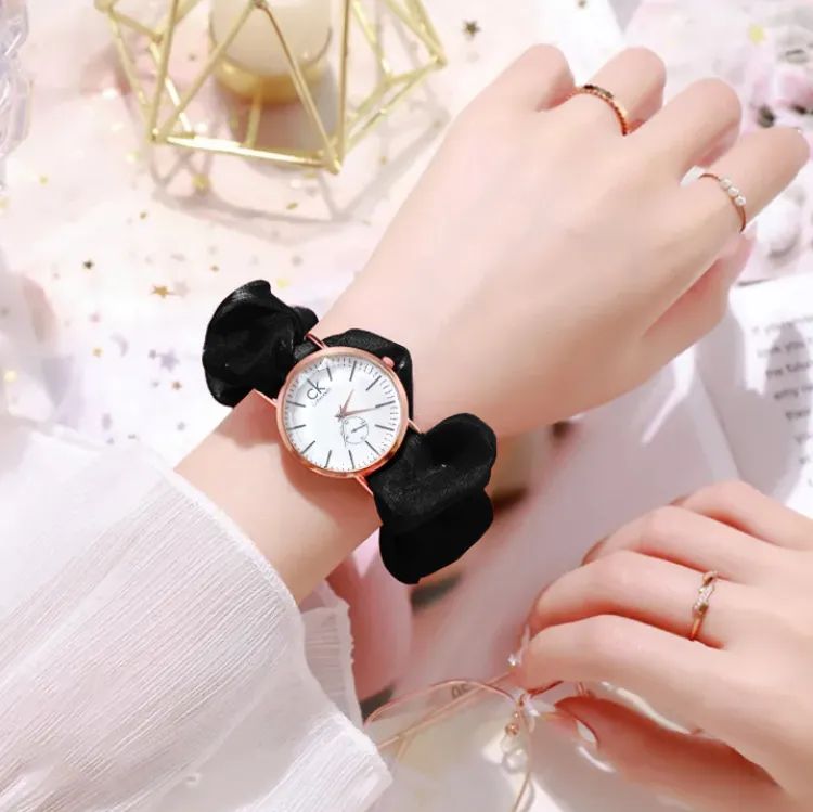 Scrunchies Watch For Girls Women New Korean Style Scrunchie Wrist Watches Female Accessories With Ribbon Bracelet Pony Ponies Daraz.pk