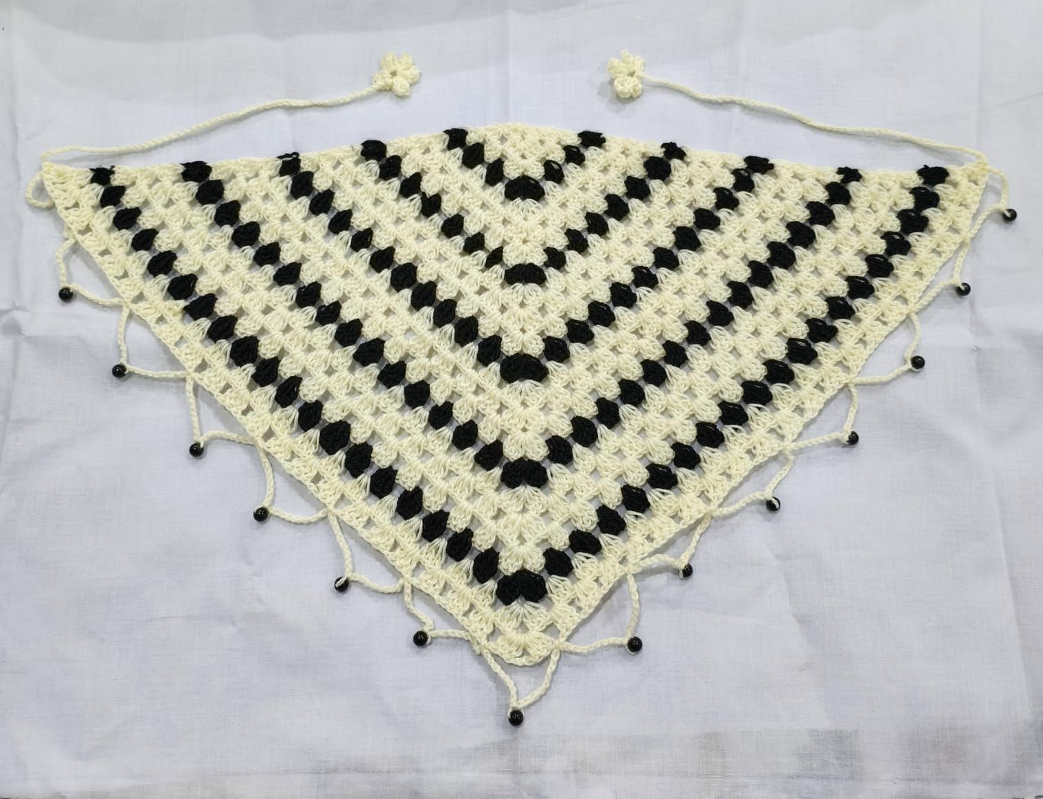 Handmade Crochet Bandana Head Scarf Boho Hair Accessory