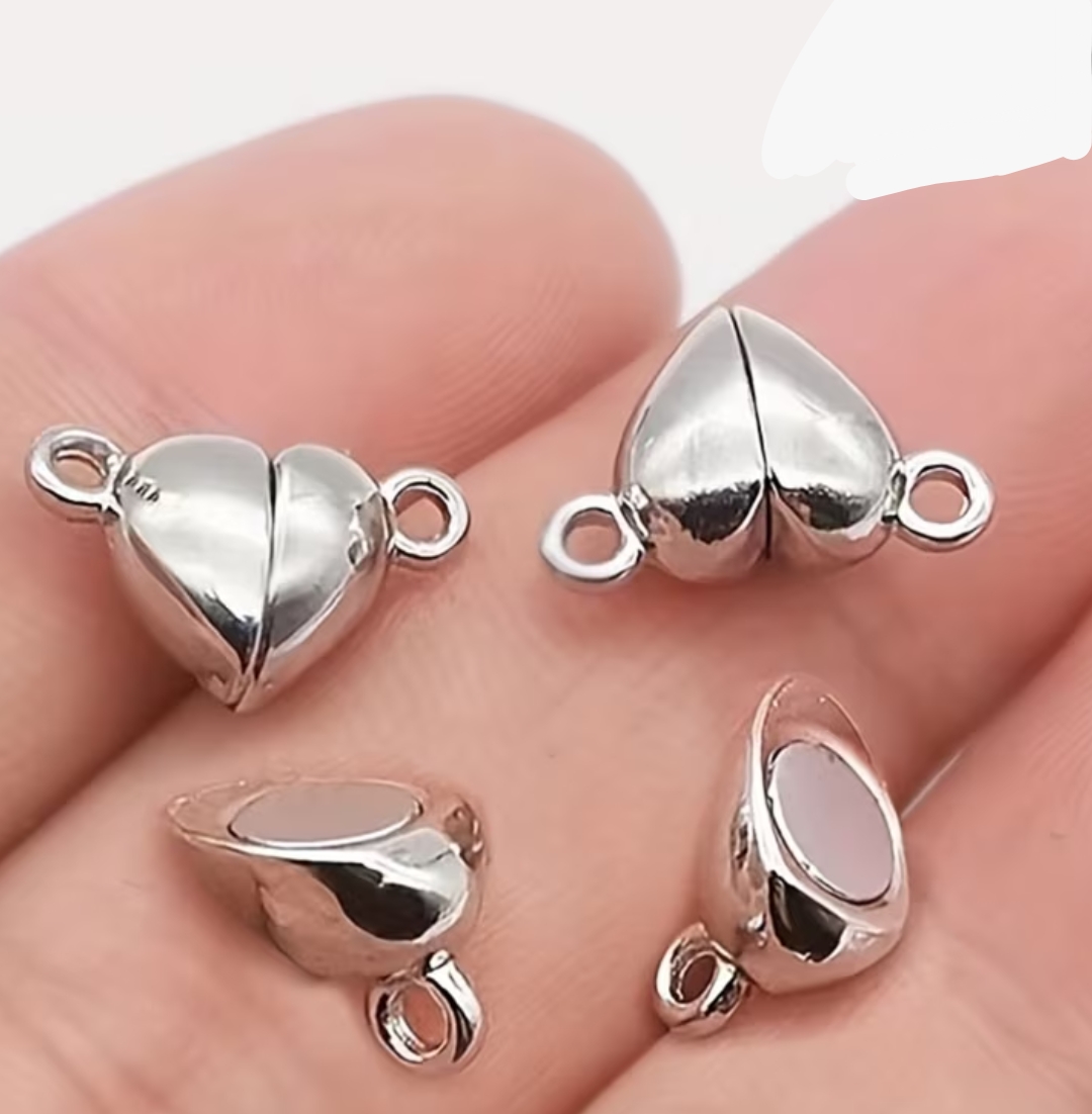 20pcs/10 pcs /5 PCs/set Silvery Color Heart Round Magnetic Snap Charms Tool Pendant Fit DIY Handmade Metal Jewelry Making Finding Supplies