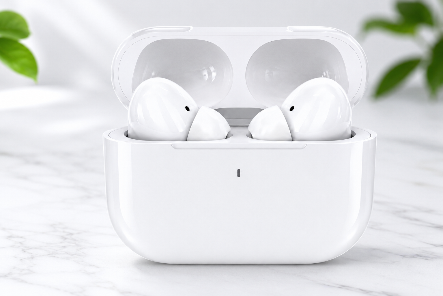 Wireless Bluetooth Touch Control Rechargeable TWS Stereo Handsfree with Charging Case | HD Sound | Noise Reduction | Long Battery Backup | White