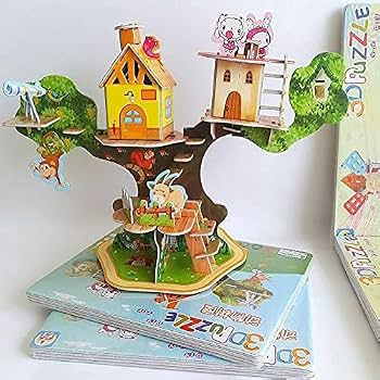 3D Educational Puzzle Toy- | Cardboard Diy Jigsaw Puzzle | Model Building Kit | Best Learning Paper Craft House Series